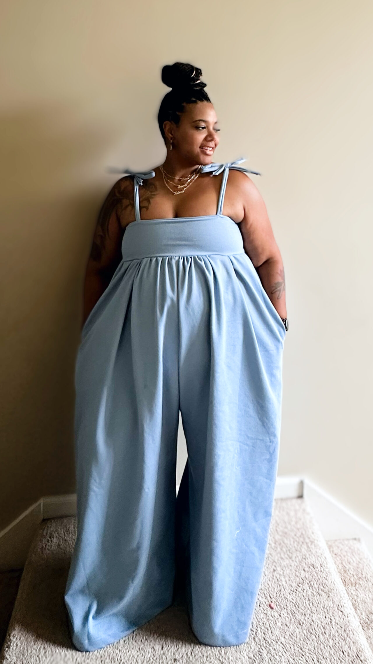 Echo Purple Bats WIDE LEG ROMPER